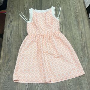 Jessica Simpson Fit & Flare Mini Dress Sleeveless Texture Orange White Size 8